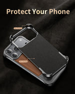 Wood Texture Phone Case with Metal Frame for iPhone 17 Pro & Pro Max