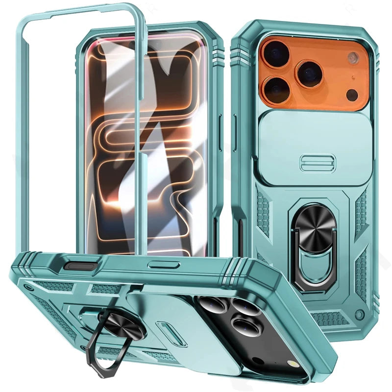 Heavy-Duty Military Armor Case with Sliding Camera Protection for iPhone 17 Series