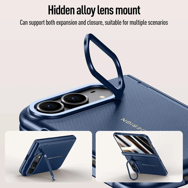 Leather Hinge Protection Case with Integrated Kickstand for iPhone Duo