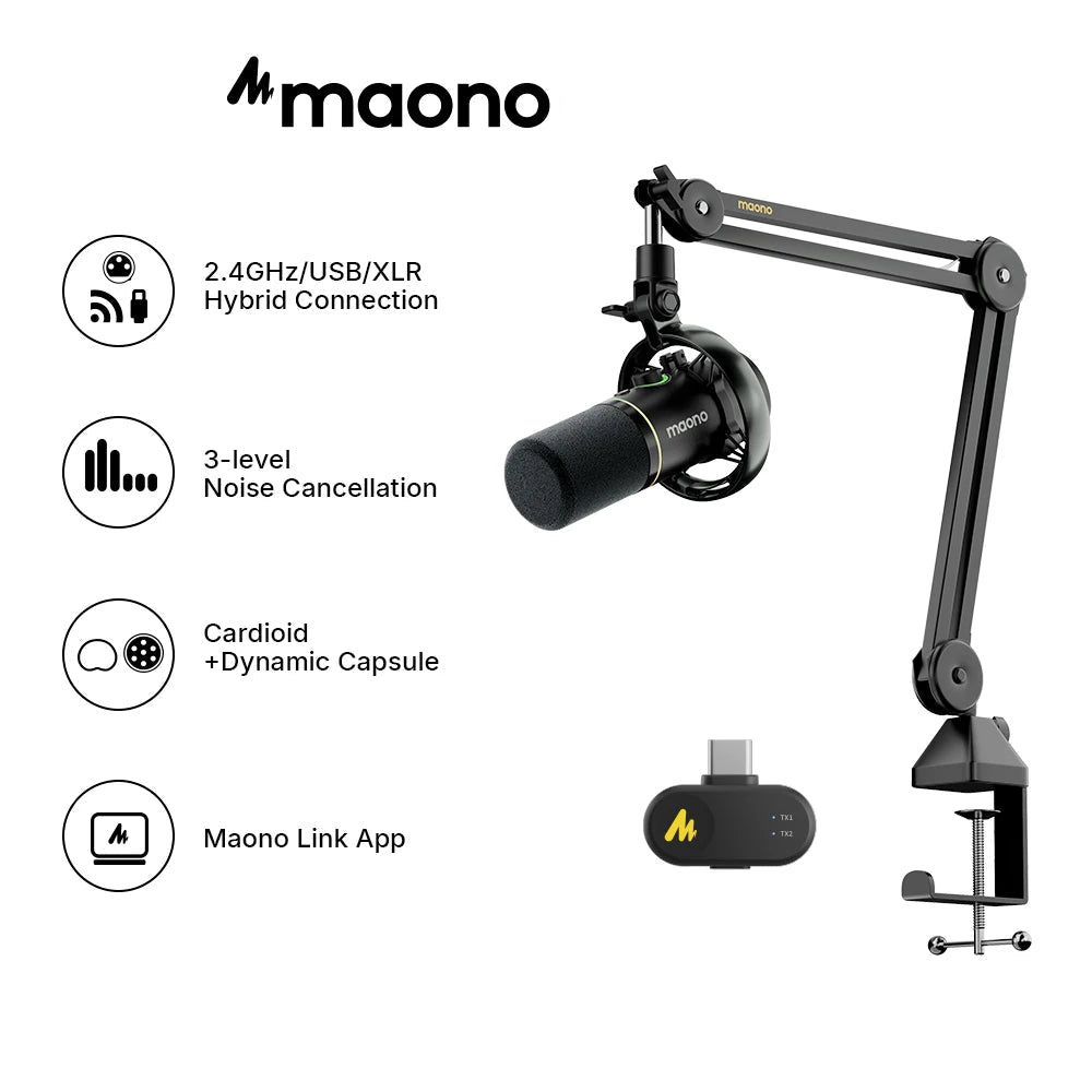 Maono Multi-Connection Hybrid Podcast Microphone