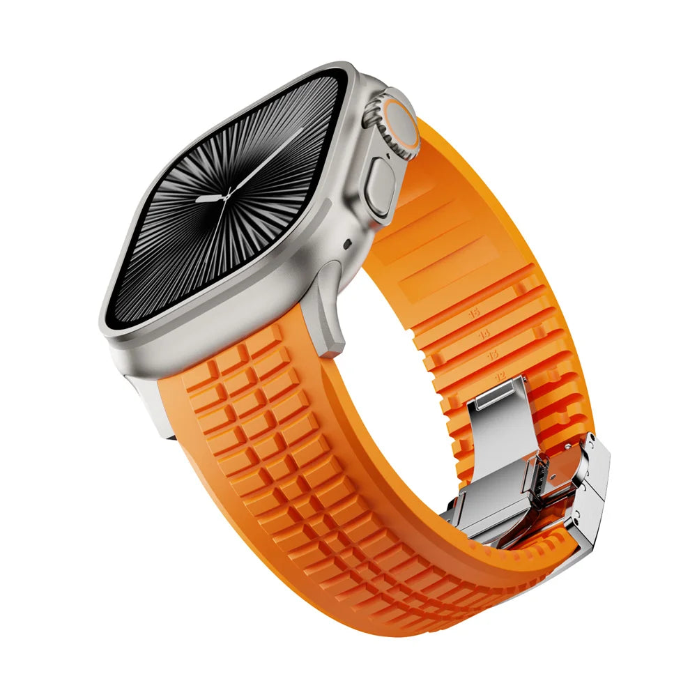 Soft Silicone Apple Watch Band with Elegant Butterfly Clasp