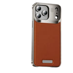 Hybrid Aluminum Alloy and Leather MagSafe Phone Case for iPhone 17 Series