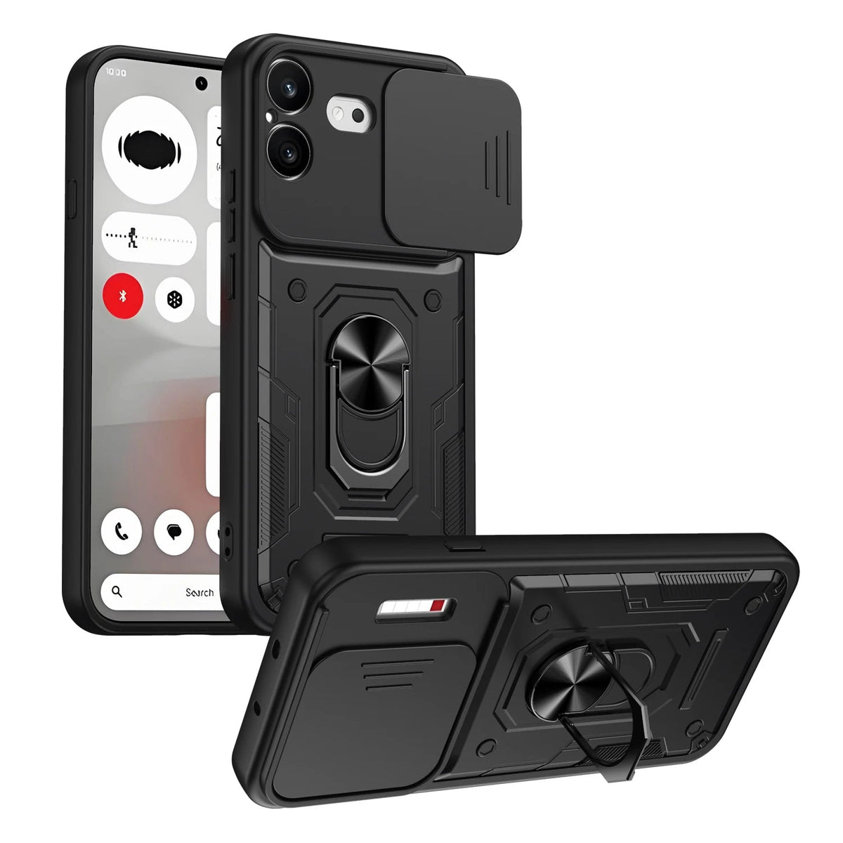 Sliding Camera Lens Protection Case with Rotating Ring Stand for Nothing Phone (4b)