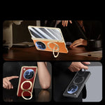 OPPO Find N6 Premium Leather PC Case with Rotating Ring Holder Stand and Privacy Glass