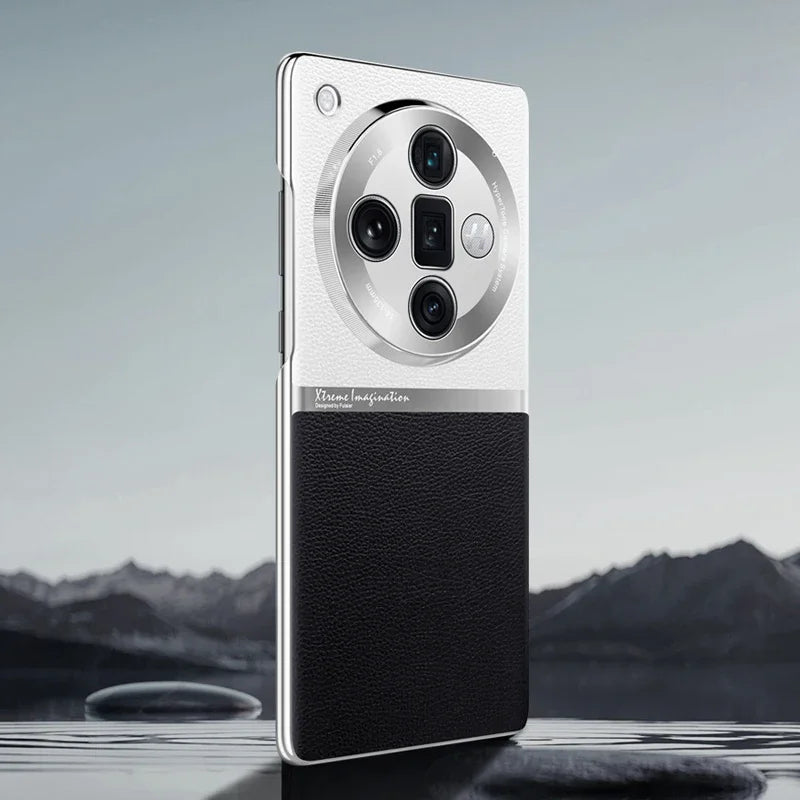 Luxury Electroplated Leather Case with Hard PC Frame for OPPO Find X7 and Find X7 Ultra