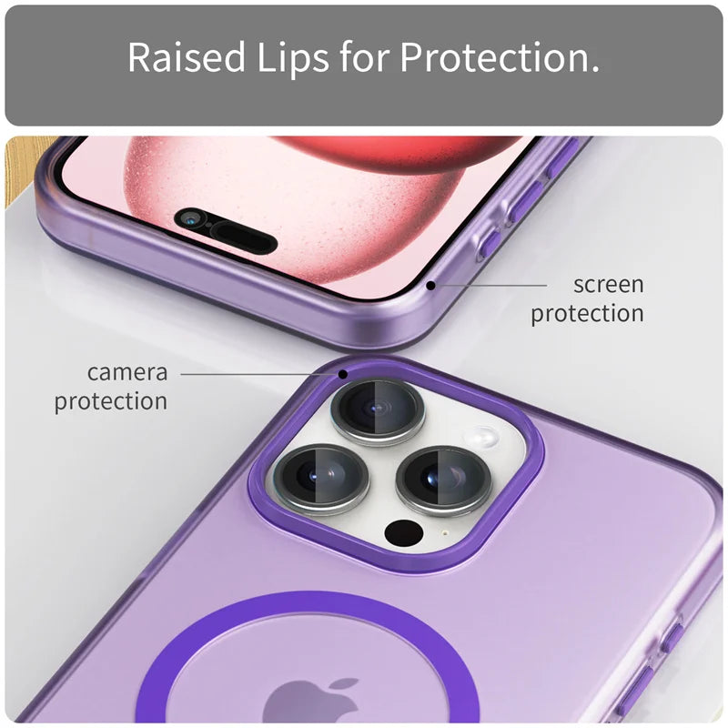 Shockproof Translucent Matte MagSafe Case for iPhone 15 Series