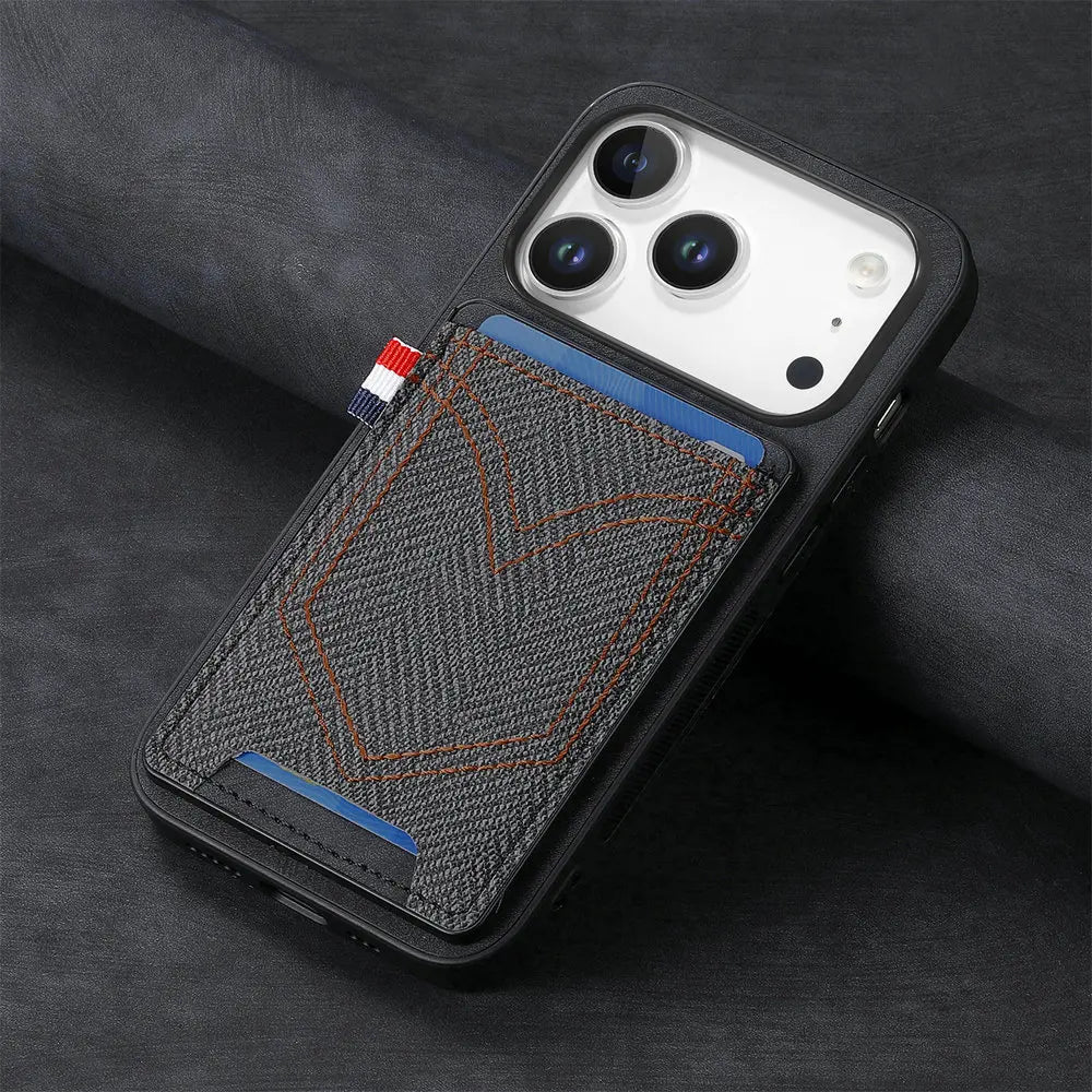 Fashion Jeans-Style Leather Wallet Case for iPhone 17 Series