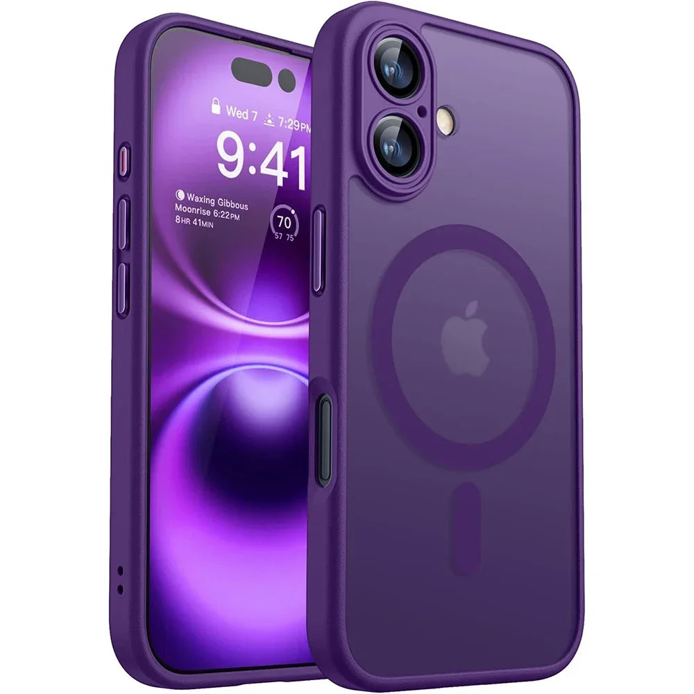 Luxury Matte Translucent MagSafe Armor Case for iPhone 16 Series