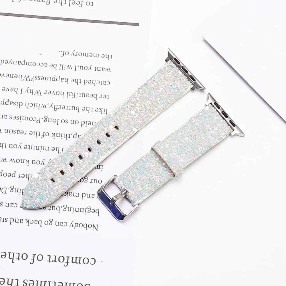 Luxury Shiny Glitter Leather Strap for Apple Watch