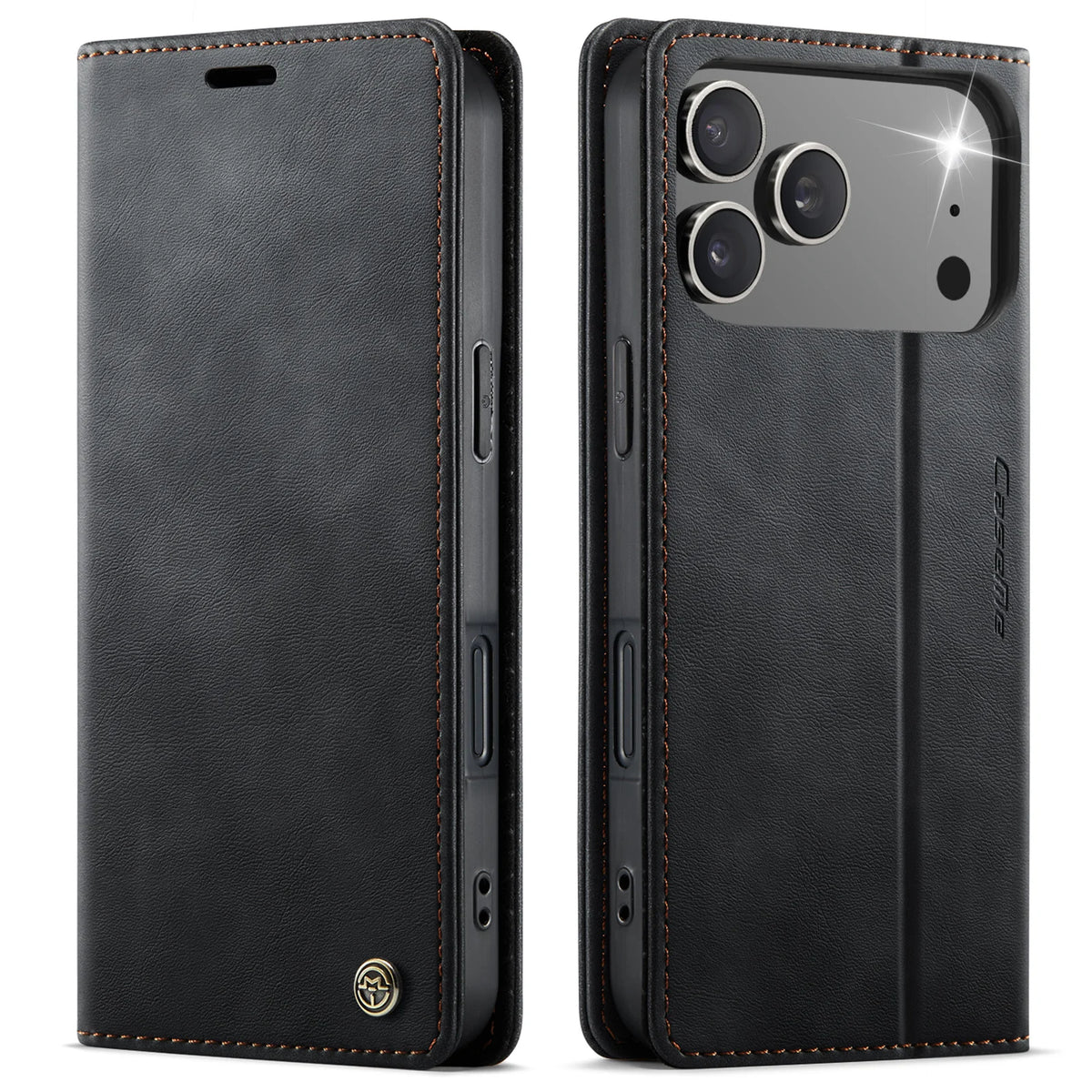 Leather Folio Wallet Case with Integrated Kickstand for iPhone 18 Series