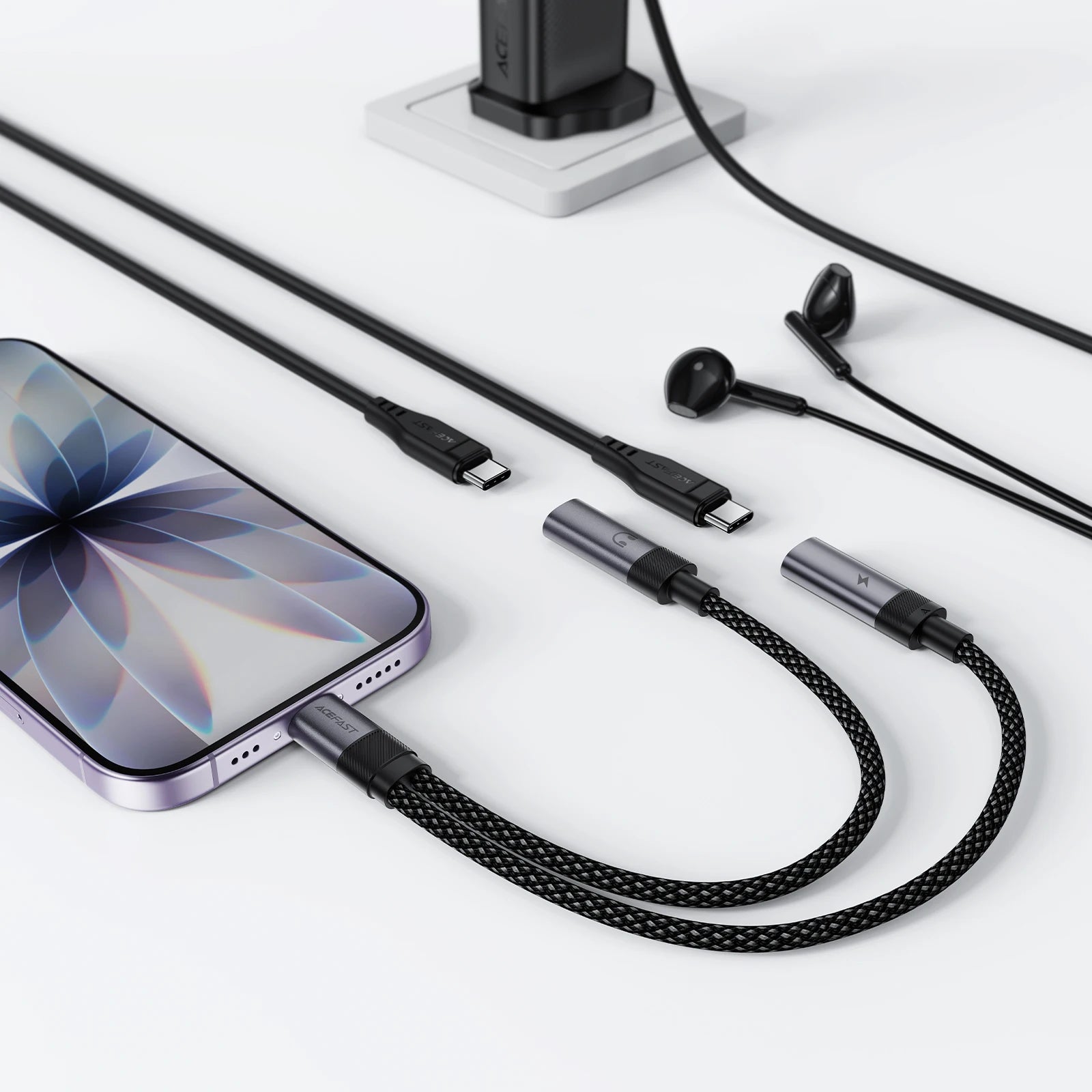 ACEFAST J14 2-in-1 USB-C to Dual USB-C Adapter