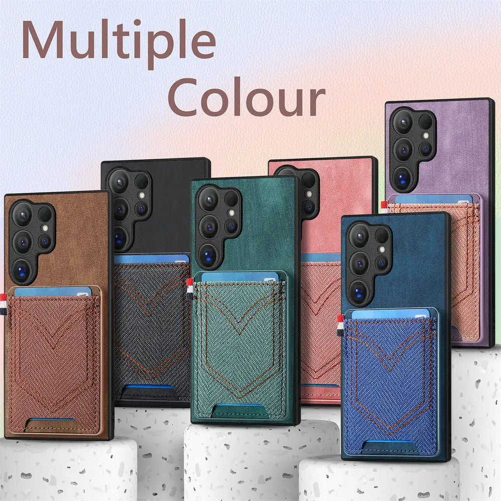 Premium Magnetic Leather Case with Card Holder for Samsung Galaxy S25 Series