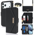 Crossbody Wallet Case with Mirror and Shoulder Strap for iPhone 17 Series
