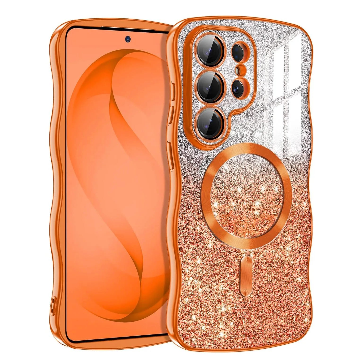 Glitter Wave Frame Magnetic TPU Case for Samsung Galaxy S26 Series