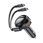 ACEFAST 53W Dual Port Car Charger with Retractable USB-C Cables
