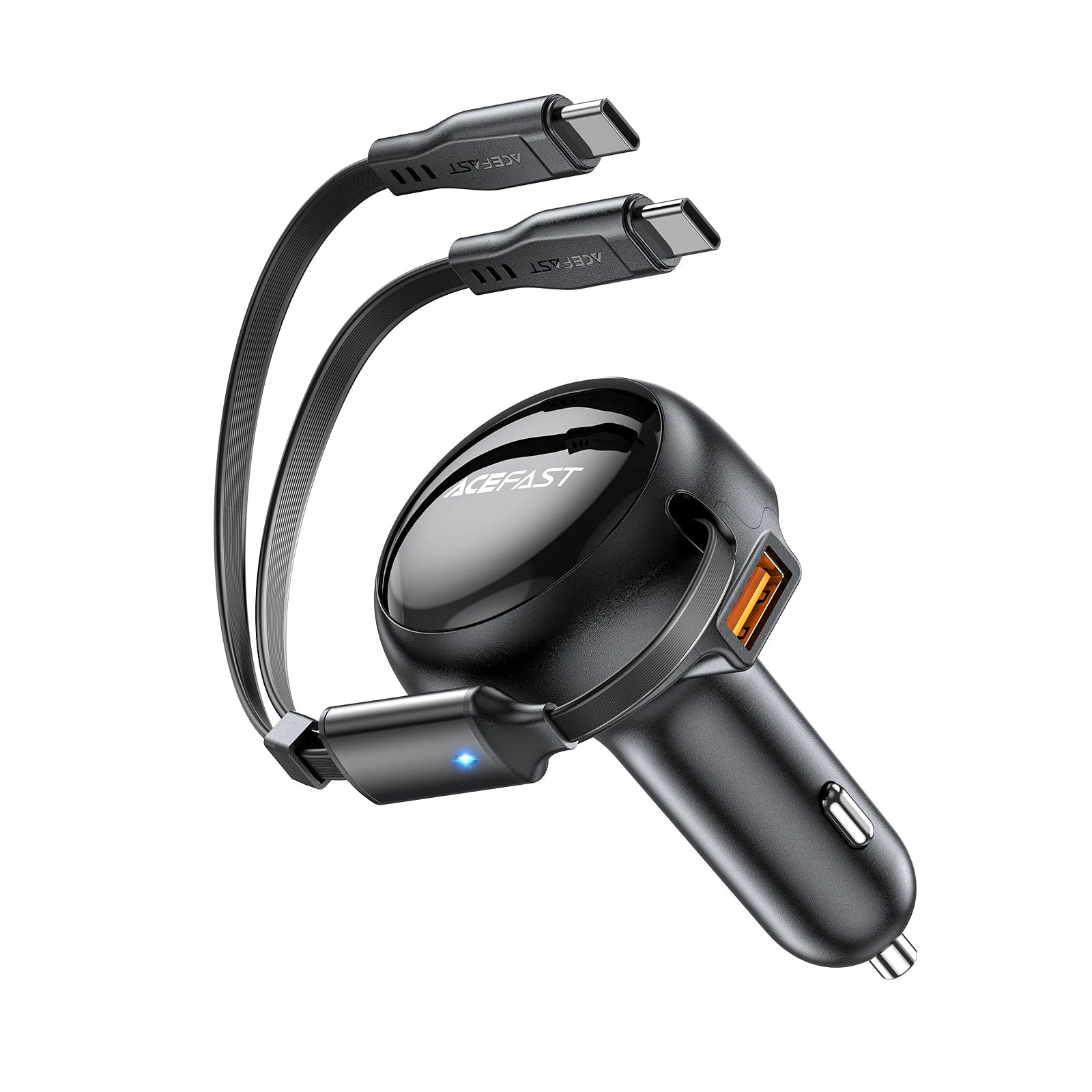 ACEFAST 53W Dual Port Car Charger with Retractable USB-C Cables