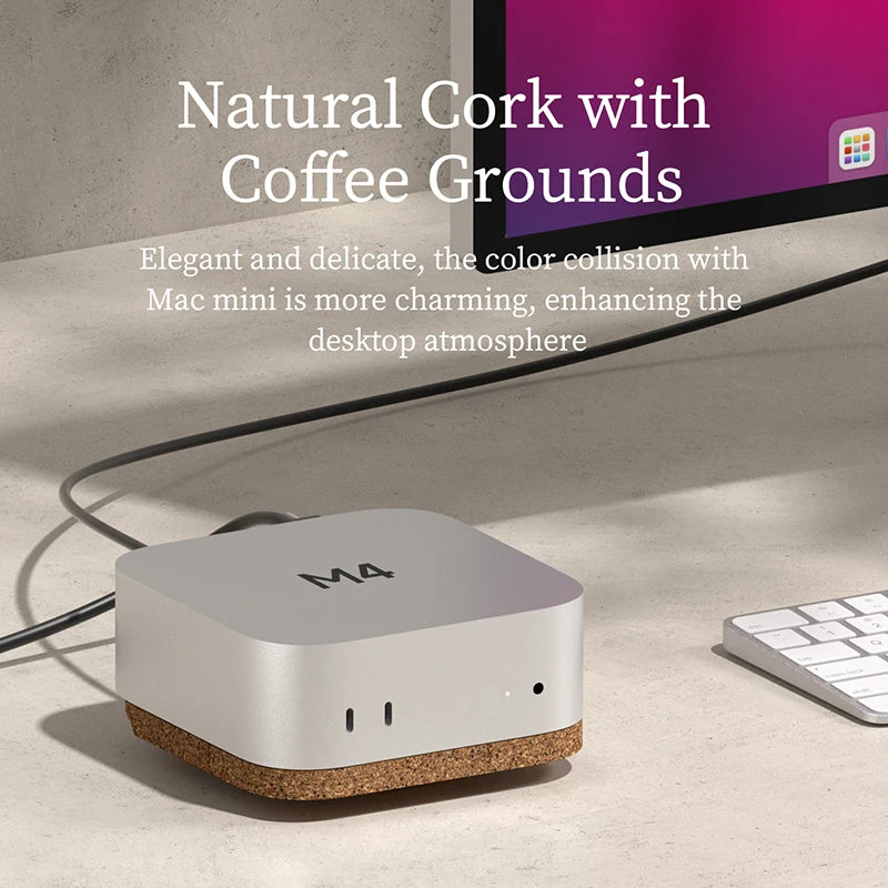 Premium Cork Desktop Stand for Mac Mini M4/M4 Pro (2024)