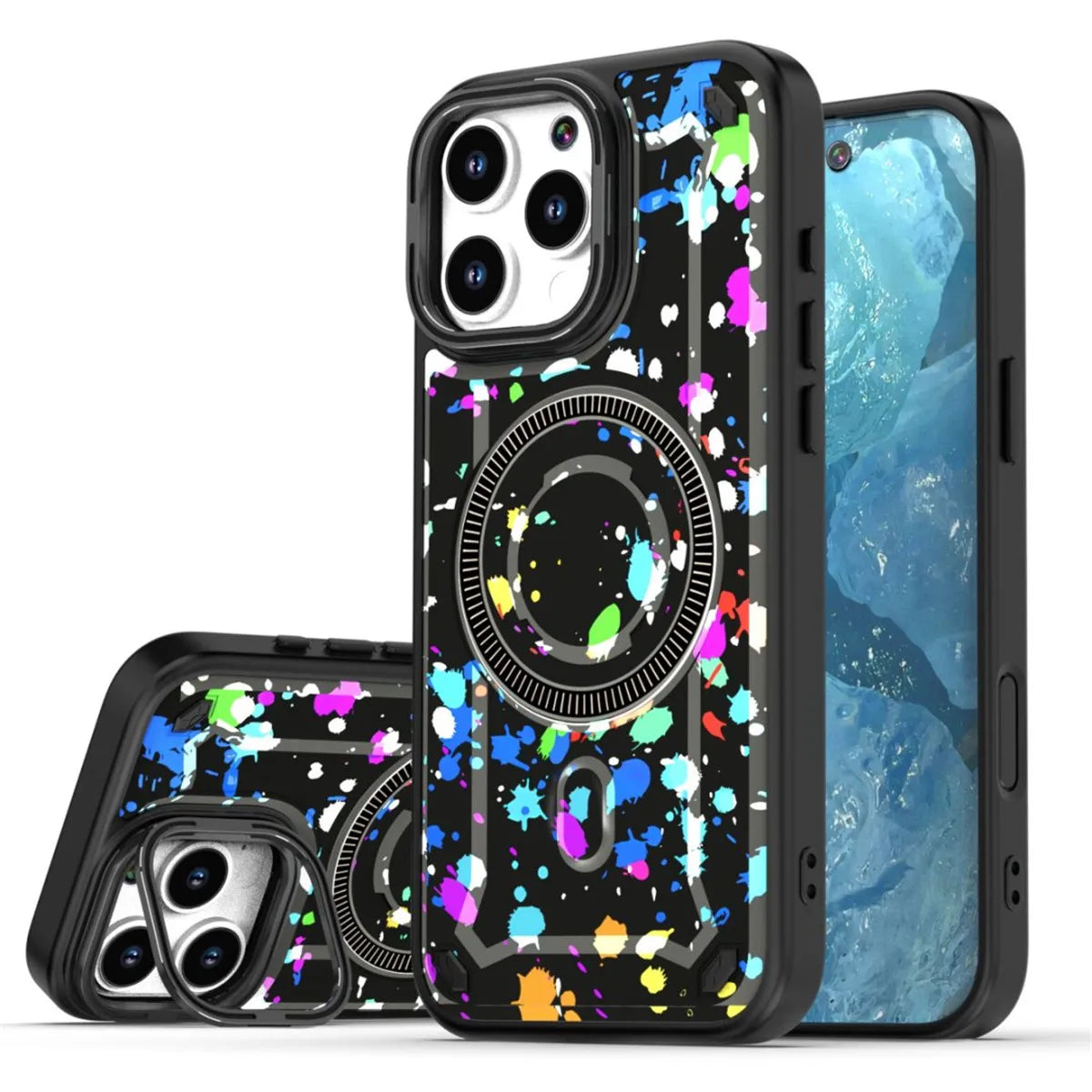 iPhone 15 Series Military Camouflage MagSafe Case with Metal Lens Stand