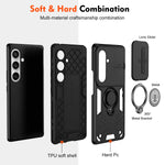 TPU Sliding Camera Shield Case with 360° Rotatable Ring Kickstand for Samsung Galaxy S25 Series