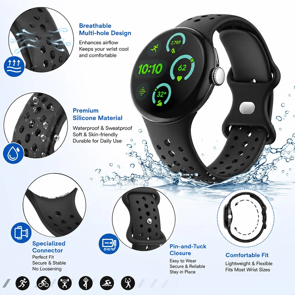 Perforated Silicone Sport Band for Google Pixel Watch 4