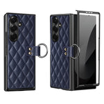Diamond Grid Leather Magnetic Case with Ring Holder for Samsung Galaxy Z Fold 8 Ultra