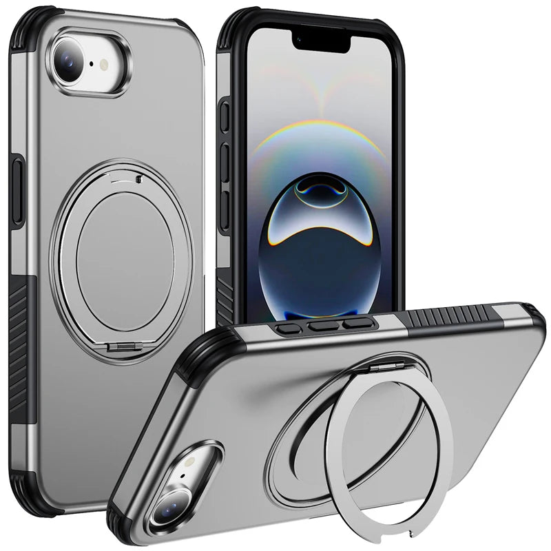 Shockproof Dual-Layer Case with 360° Rotating Ring Stand for iPhone 17e
