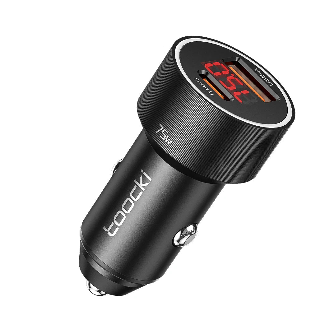 Toocki 75W Dual Port Car Charger with Digital Display