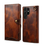 Genuine Leather Book Case Flip Case with Strap for Samsung Galaxy S26 Series