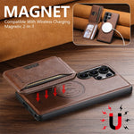 Magnetic Leather Case with Detachable Card Holder for Samsung Galaxy S25 Ultra