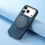 Skin-Feel Leather Case with 360° Rotating Ring for iPhone 17 Series