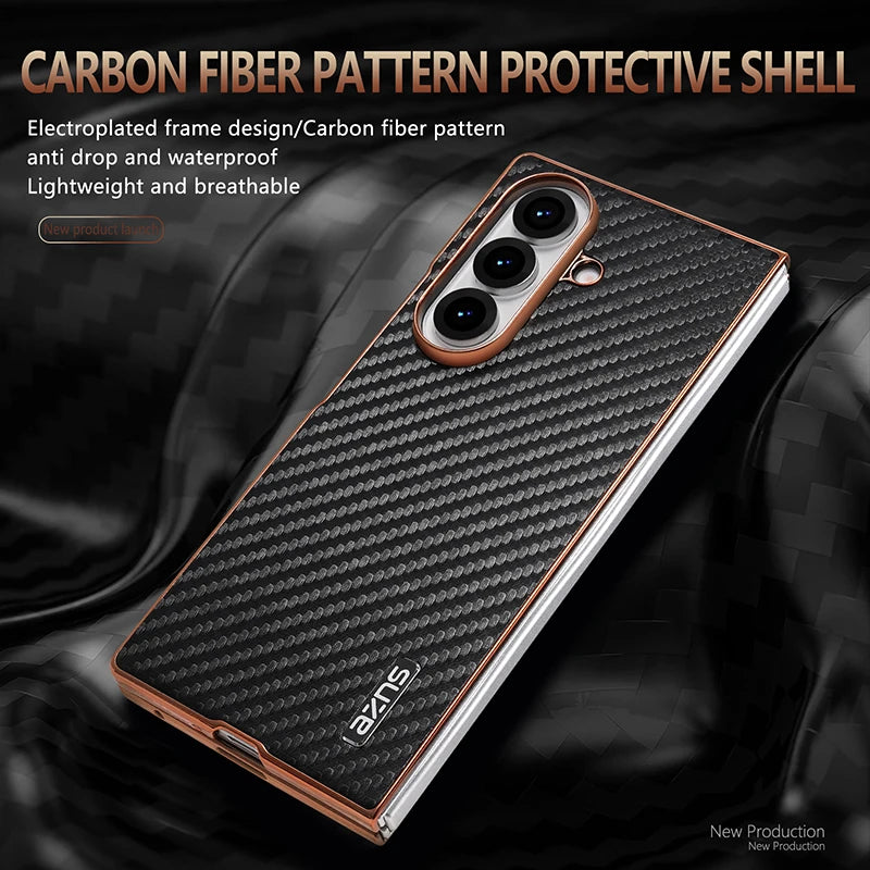 Luxury Carbon Fiber Pattern Phone Case for Samsung Galaxy Z Fold 7