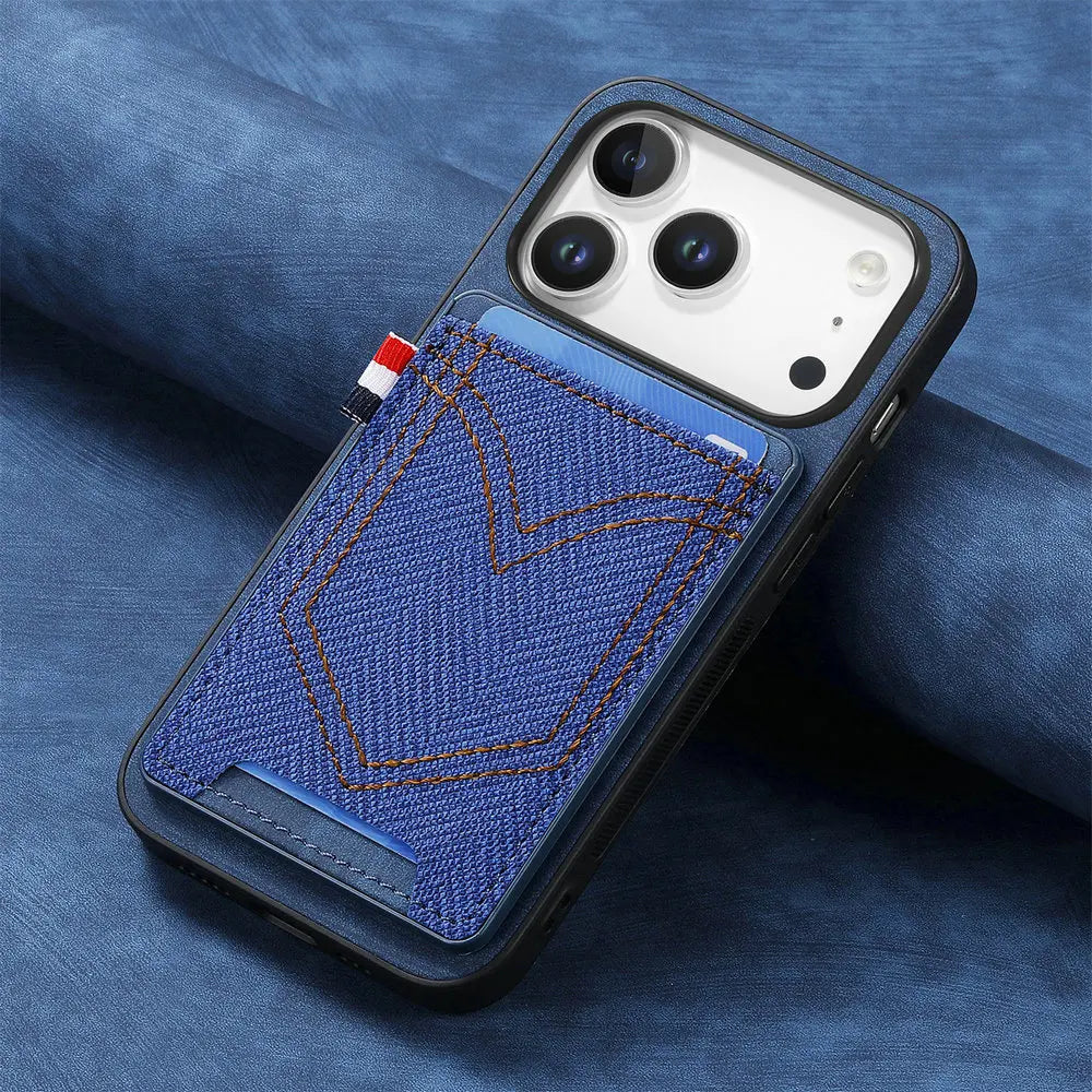 Fashion Jeans-Style Leather Wallet Case for iPhone 17 Series