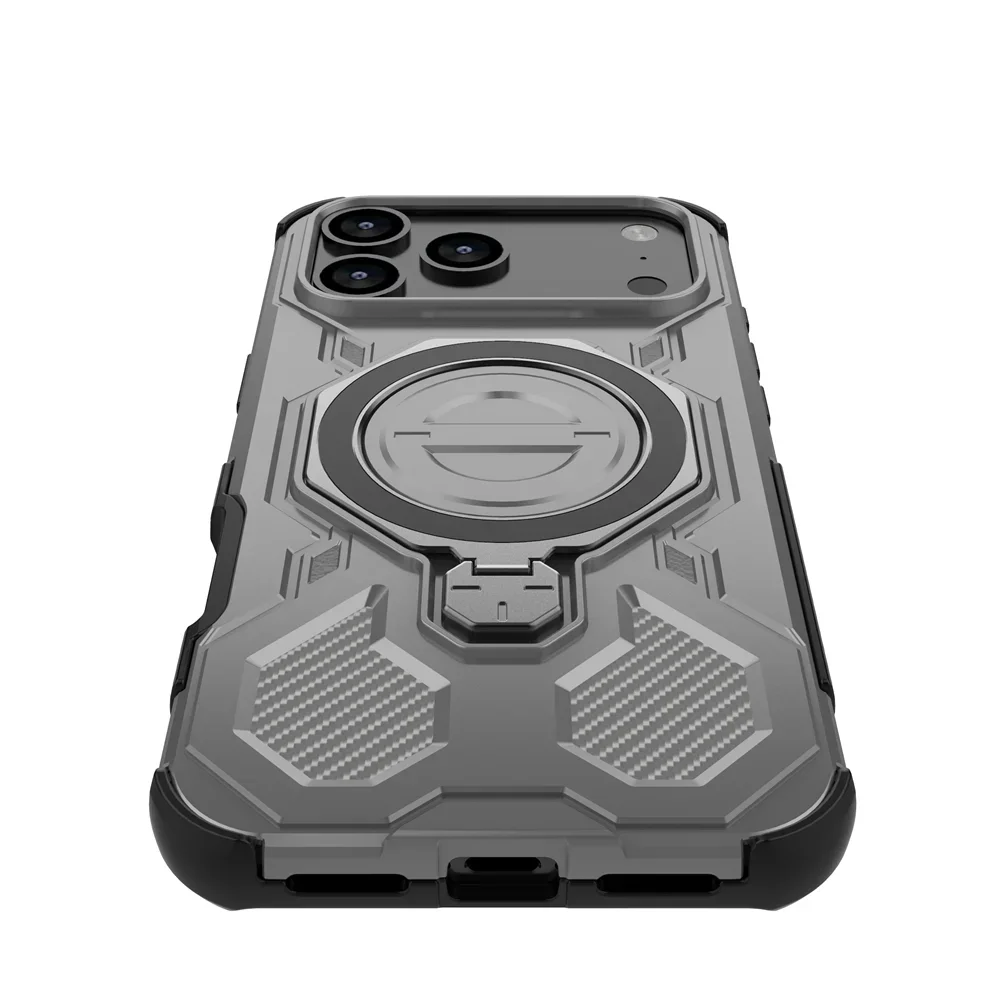 Heavy-Duty Magnetic Armor Case with Ring Kickstand for iPhone 17 Series