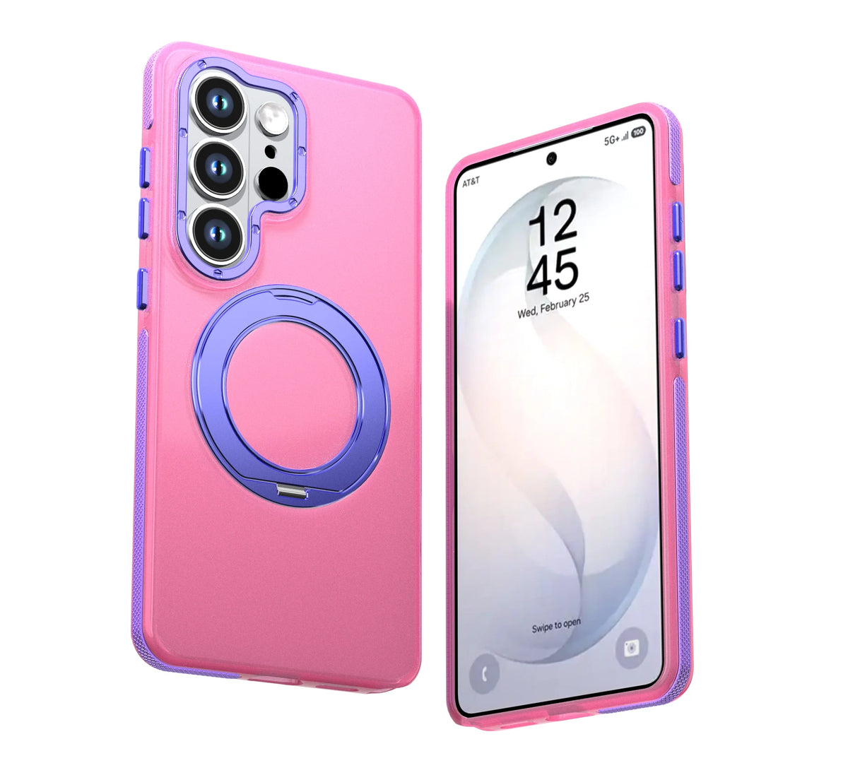 Micro-Matte Magnetic Case with 360° Rotating Ring Kickstand for Samsung Galaxy S24 Series