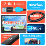 CABLETIME USB 3.0 Video Capture Cable with 100W PD Power Delivery