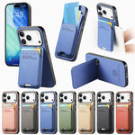 Multi-Functional Leather Wallet Case with Vertical Card Slot & Hoverable Kickstand for iPhone 17 Series