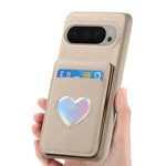 RFID Blocking Wallet Case with Makeup Mirror & Heart Design for Google Pixel 9 Series