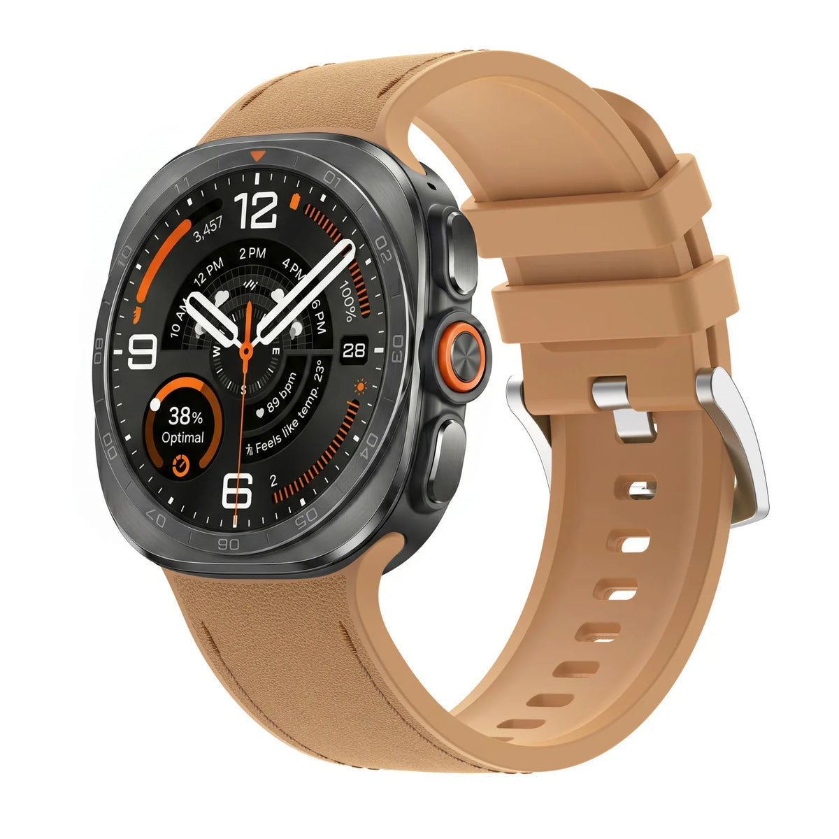 Leather-Like Silicone Watch Band with Ventilation Holes for Samsung Galaxy Watch Ultra 2