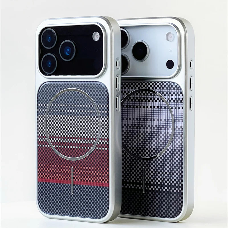 Frosted Carbon Fiber Texture Armor Case with MagSafe for iPhone 17 Series