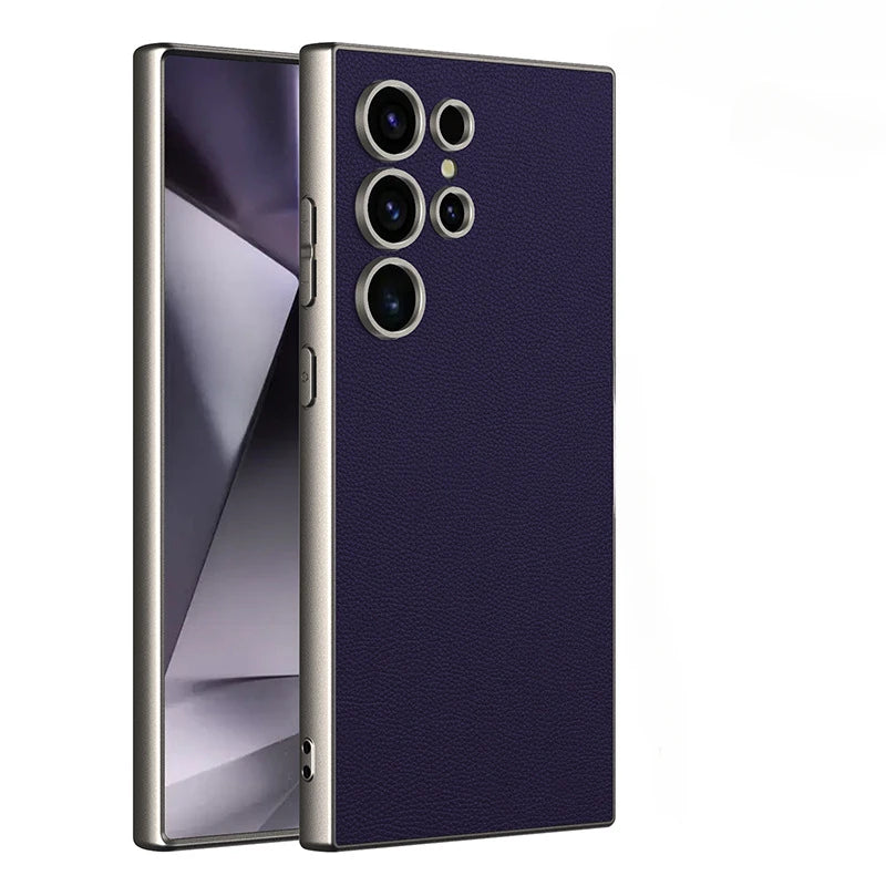 Samsung Galaxy S25 Ultra Metallic Frosted Leather Shockproof Case