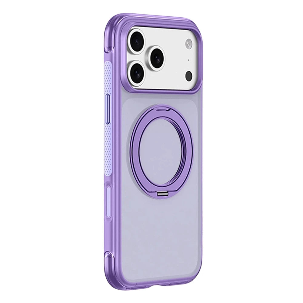 Matte Translucent Bumper Case with 360° Rotating MagSafe Ring Stand for iPhone 18 Series