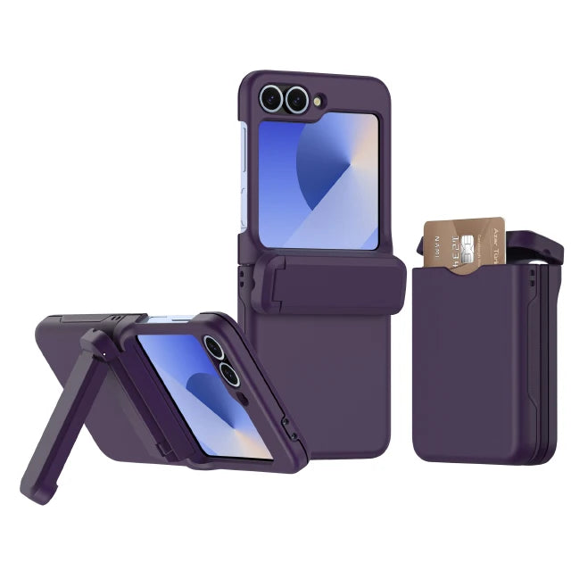 Shockproof Hard Shell Case with Magnetic Hinge Protection & Card Slot for Samsung Galaxy Z Flip 6