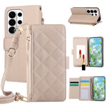 Quilted Faux Leather Crossbody Wallet Case with Detachable Adjustable Lanyard Strap for Samsung Galaxy S26 Series