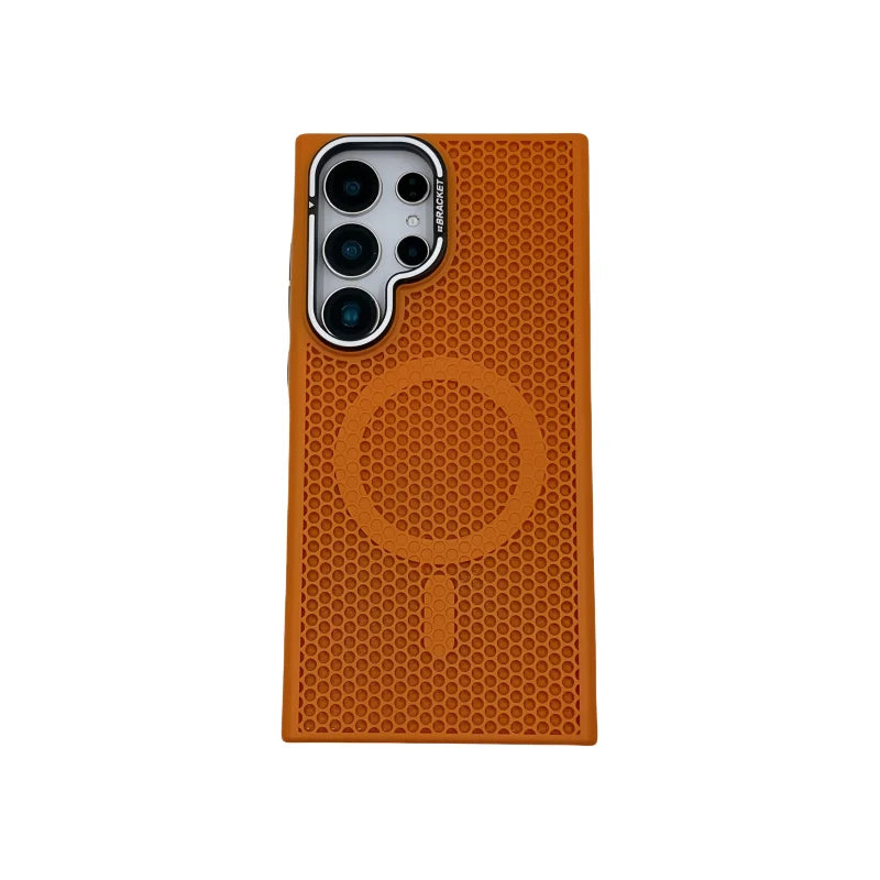 Honeycomb Grid Mesh Cooling Magnetic Phone Case with Lens Protector for Samsung Galaxy S25 Series