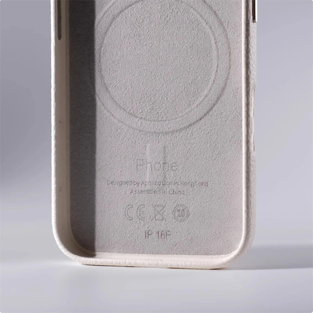 Luxury Lychee Texture PU Leather Case with Alloy Lens Frame for iPhone 17 Series