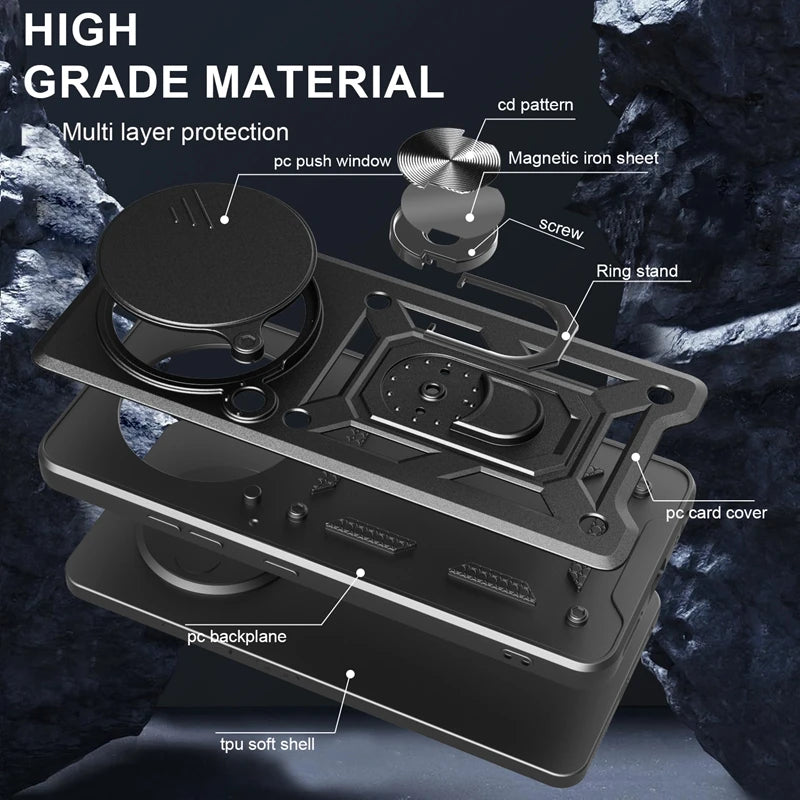 Xiaomi 15 Ultra 5G Protective Case with Magnetic Ring and Camera Cover