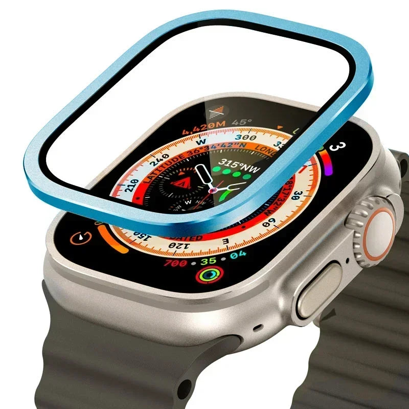 Tempered Glass Screen Protector with Titanium Frame for Apple Watch Ultra