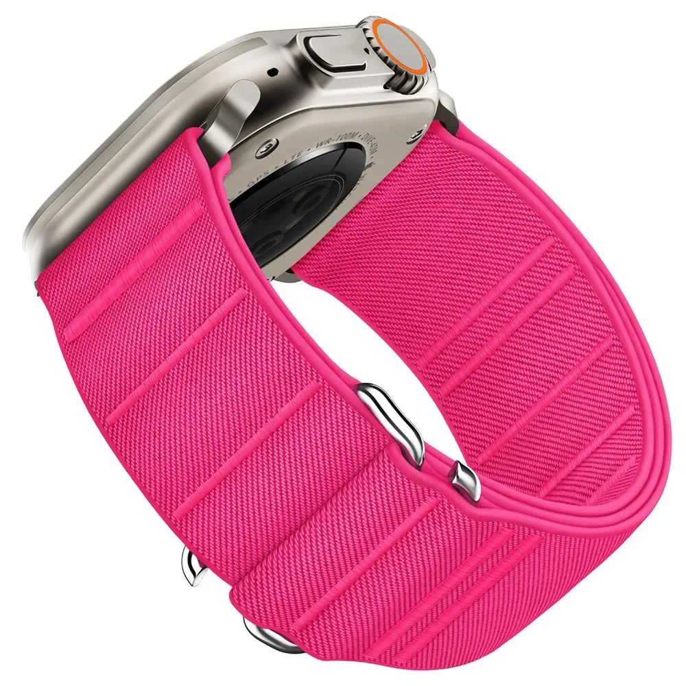 Woven Nylon Loop Closure Band with Shaped Buckle for Apple Watch