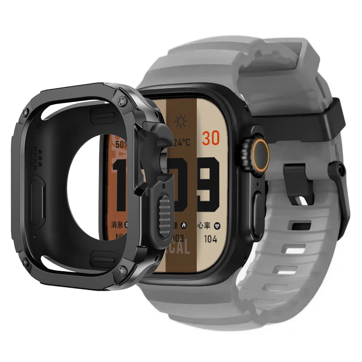 Sport Silicone Band with TPU+PC Bumper Case for Apple Watch