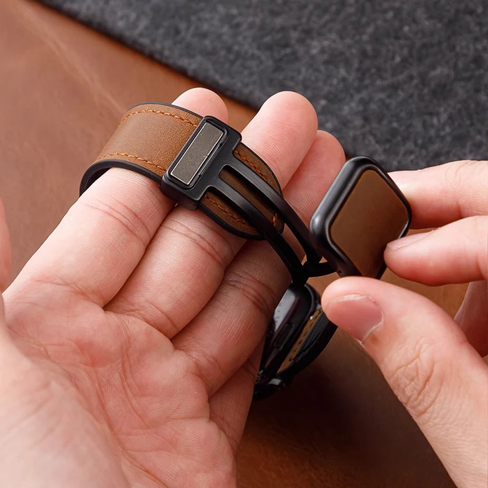 Genuine Leather Magnetic Bracelet Band for Apple Watch
